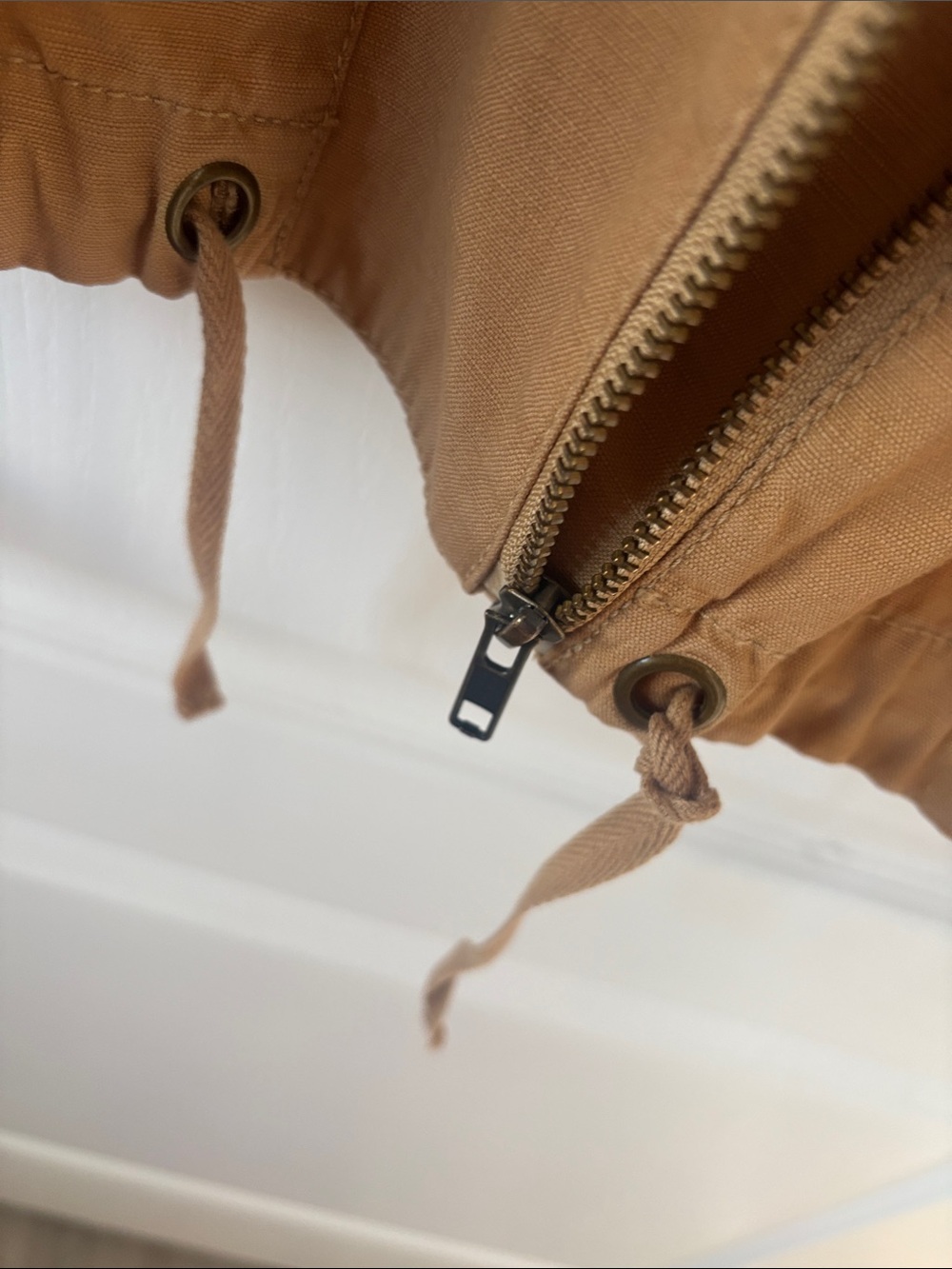 Vintage Lane Bryant Twill Funnel Neck Camel Utility Anorak Coat SZ (26-28W) - Picture 11 of 16